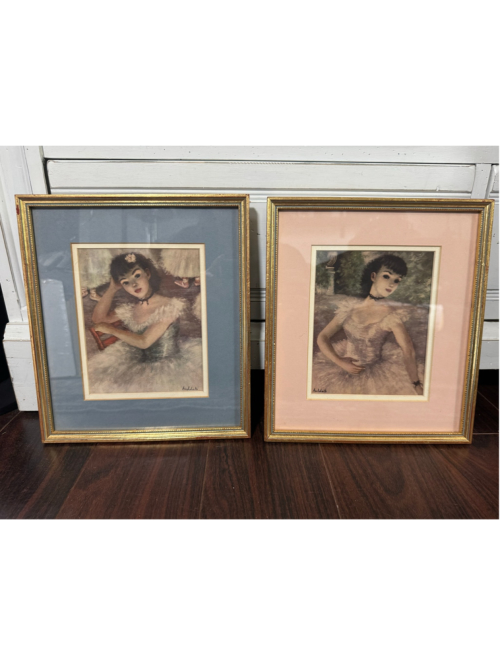 Vintage Huldah Cherry Jeffe Ballerina Prints Pair Framed La Jeune Avant Rideau
